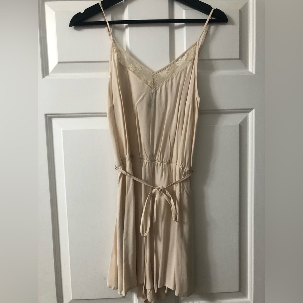 H&M beige lace trim romper